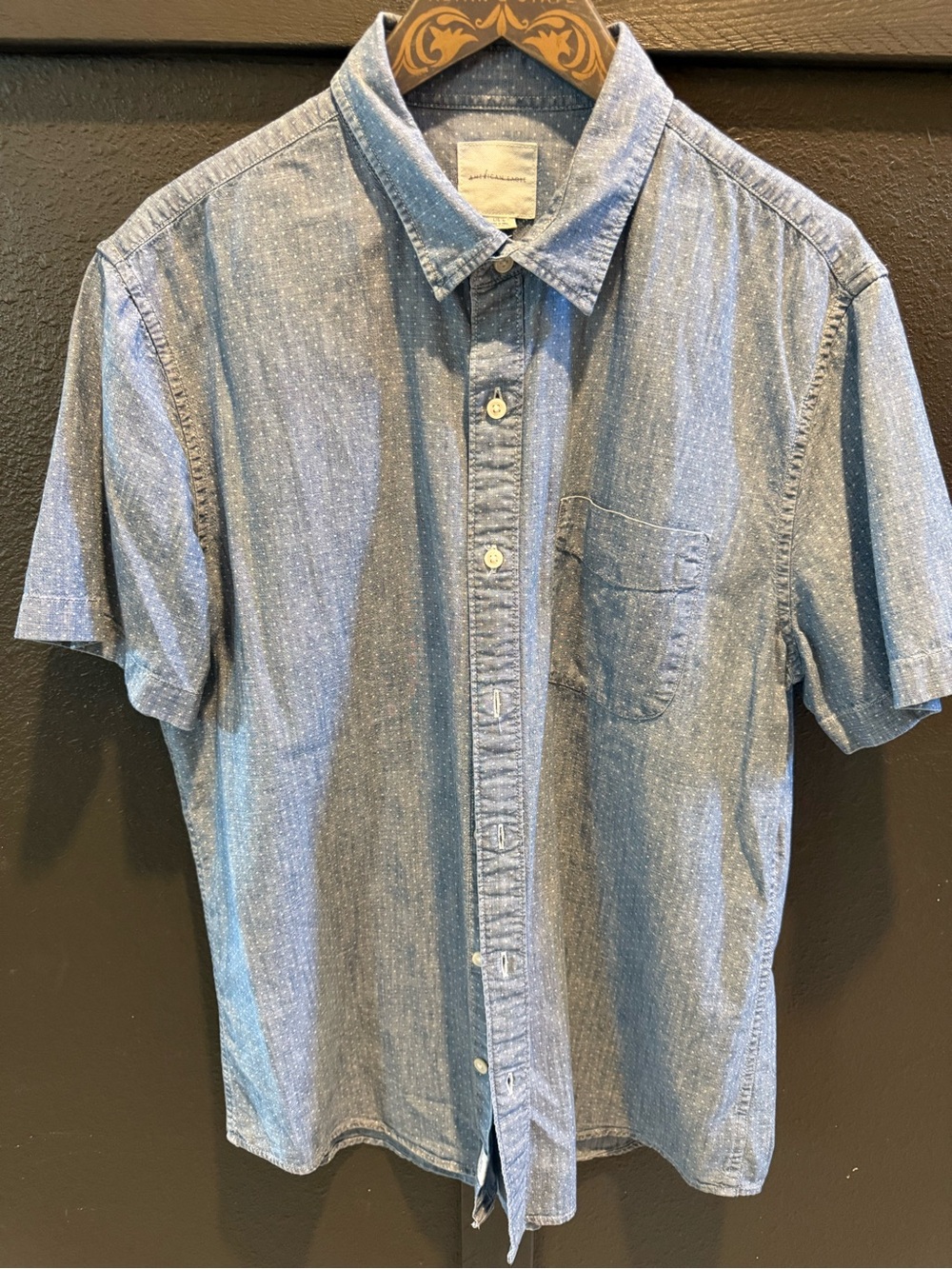 American Eagle Outfitters Light Blue Short-Sleeve Button-Down Shirt